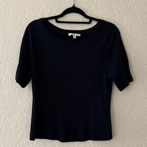Banana Republic Navy Ribbed Knit Top